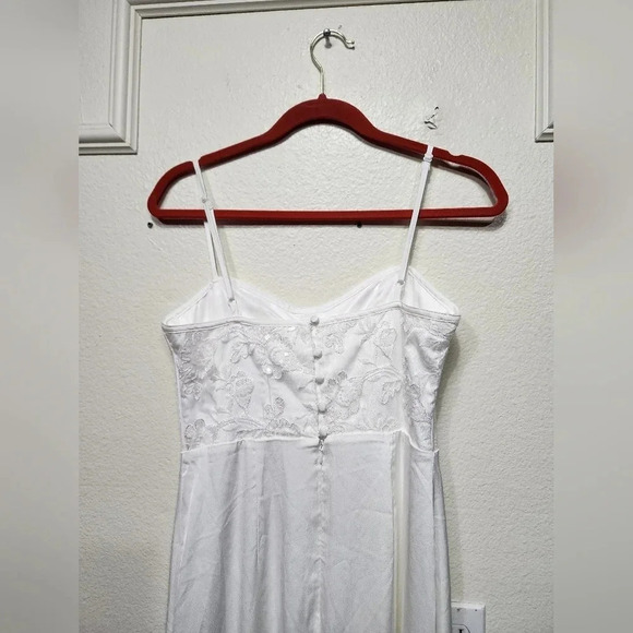 Lulus Elevated Glamour White Satin Sequin Bustier Mermaid Maxi Dress M Wedding - Picture 10 of 14